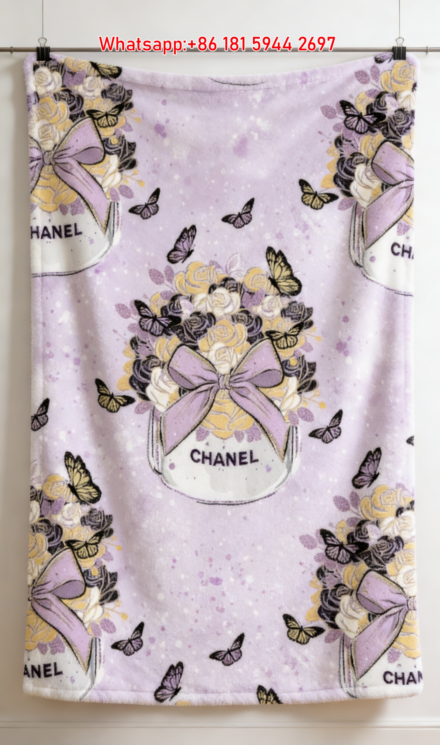 Chanel Flannel Throw Blanket Elegant Floral Bouquet Art Print IMG_7338